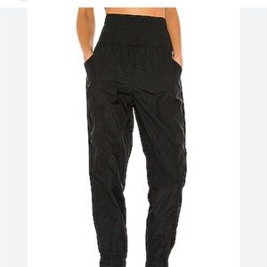 Free people Black High-Waisted Track Joggers with Tapered Legs